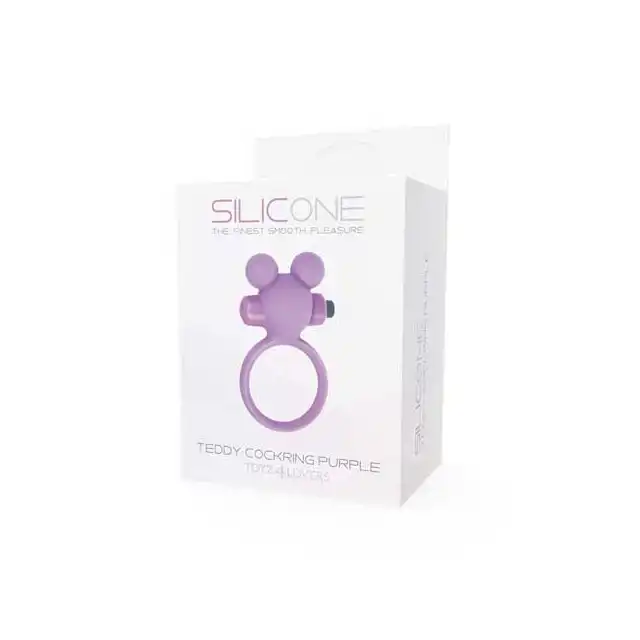Silicone - Teddy Cockring Purple. Wibrujący ring na penisa.