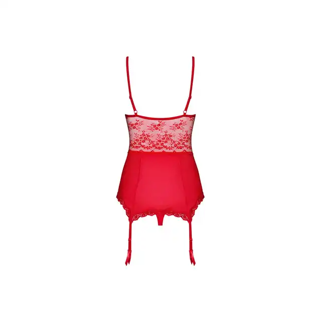 Obsessive - Lovica gorset i stringi. Rozmiar S/M - Dopracowany design inspirowany klasyczną czerwienią.