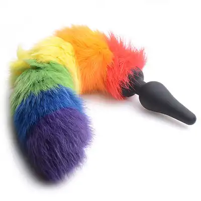 Tailz - Rainbow Tail Anal Plug. Fantazyjna wtyczka analna z puszystym, tęczowym ogonem.
