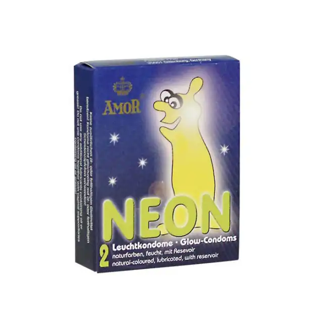 Amor - Neon. Prezerwatywy świecące w ciemności. 2 sztuki.