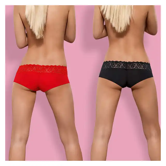 Obsessive - Lacea szorty dwupak czarne i czerwone.