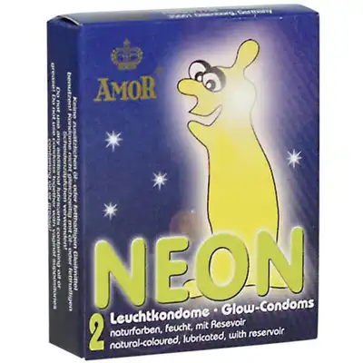 Amor - Neon. Prezerwatywy świecące w ciemności. 2 sztuki.