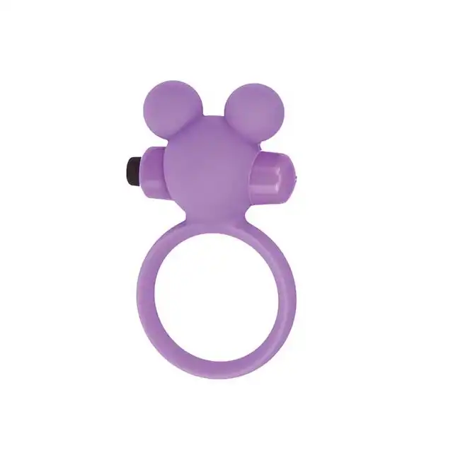 Silicone - Teddy Cockring Purple. Wibrujący ring na penisa.
