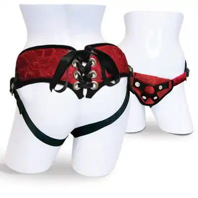 Sportsheets - Red Lace Corsett Strap-On. Elegancki pas do dilda.