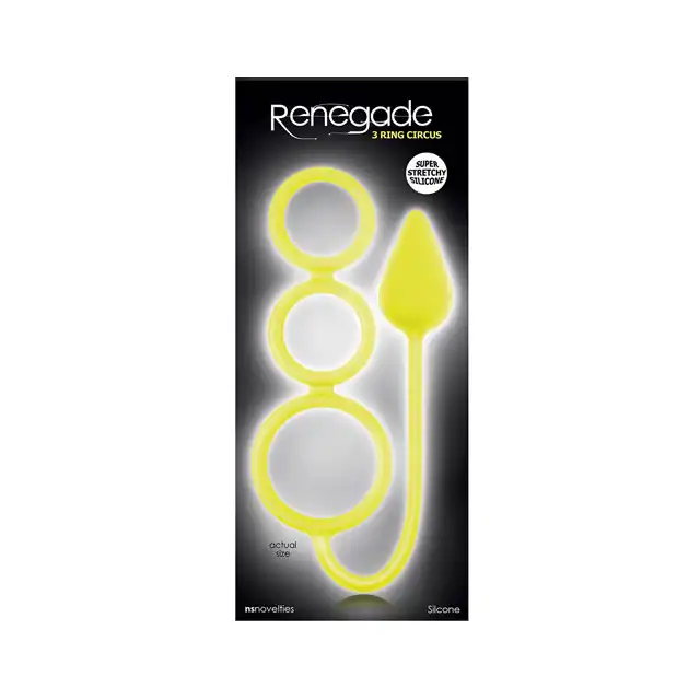 NsNovelties - Renegade 3 Ring Circus Large. Potrójny ring na penisa + wtyczka analna.