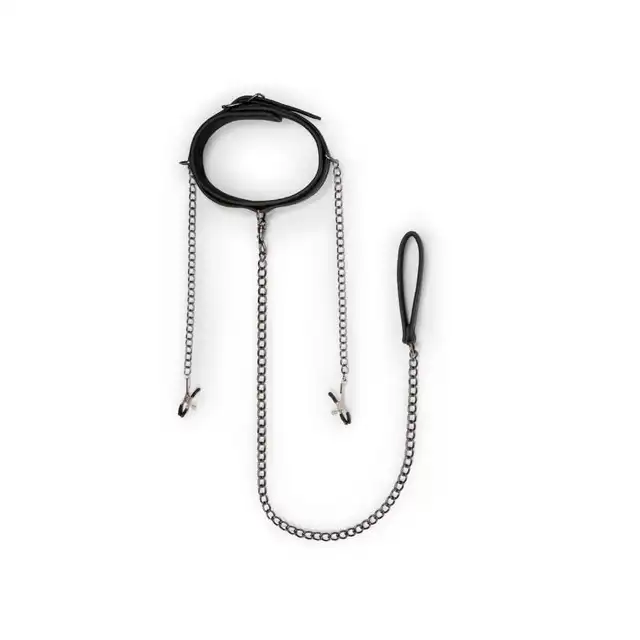 Easy Toys - Collar Restraint Set. Obroża ze smyczą i klamerkami na sutki.