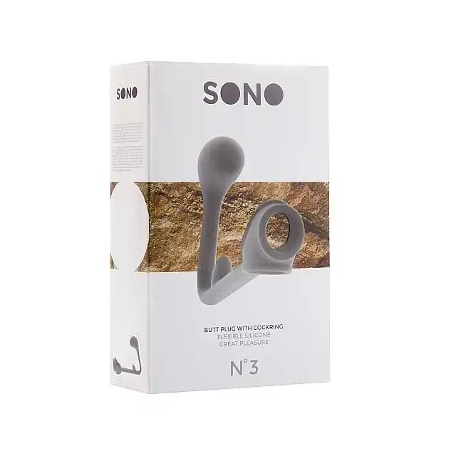 Sono - Butt Plug With Cockring № 3. Wtyczka analna z ringiem na penisa. Silikon medyczny.