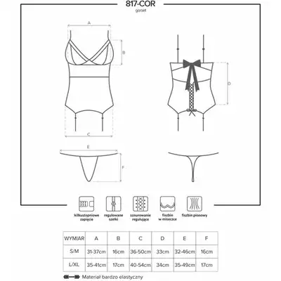 Obsessive - 817-COR-1 gorset i stringi. 