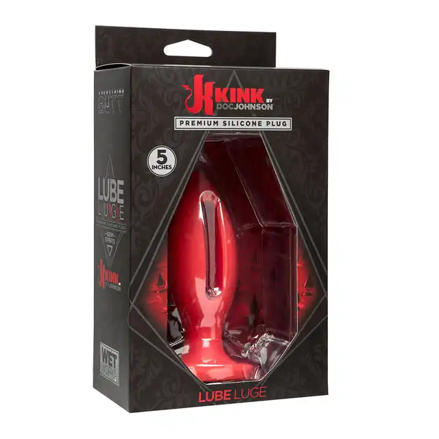 Kink by DocJohnson - Lube Luge 5 Inch. Red.  Silikonowa wtyczka analna. Mega Sale!