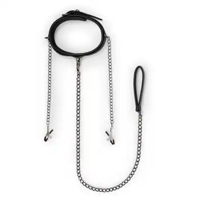 Easy Toys - Collar Restraint Set. Obroża ze smyczą i klamerkami na sutki.