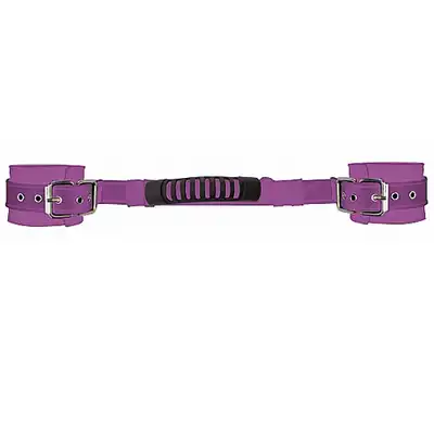 Ouch! - Adjustable Leather Handcuffs Purple. Kajdanki z uchwytem.