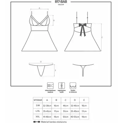 Obsessive - 817-BAB-1 babydoll i stringi. 