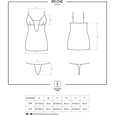 Obsessive - 811-CHE-1 koszulka i stringi. Seksownie prześwitujący zestaw.  Rozmiar S/M. Mega sale!