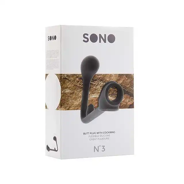 Sono - Butt Plug With Cockring № 3. Wtyczka analna z ringiem na penisa. Silikon medyczny.