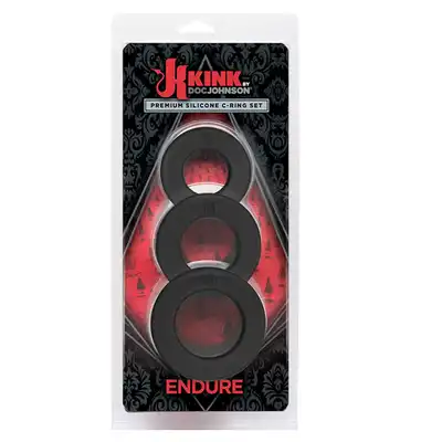 Kink by DocJohnson - Endure. Zestaw silikonowych ringów. Premium. Mega sale!