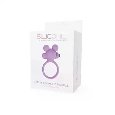 Silicone - Teddy Cockring Purple. Wibrujący ring na penisa.