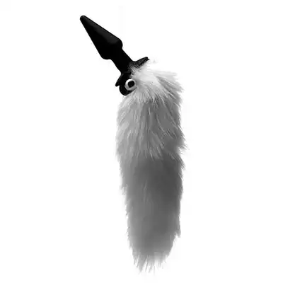 Tailz - White Fox Tail Anal Plug. Silikonowa wtyczka analna z wibracjami i puszystym lisim ogonem.