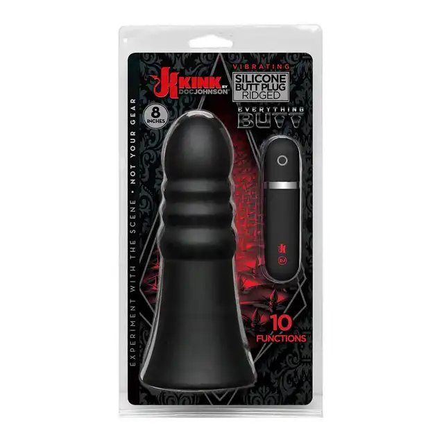 Kink by DocJohnson - Silicone Butt Plug Ridged. Wibrujący plug analny. 20 cm.