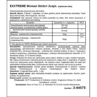 Hot - Exxtreme. Libido + Caps.Dwie kapsułki zwiększające libido.
