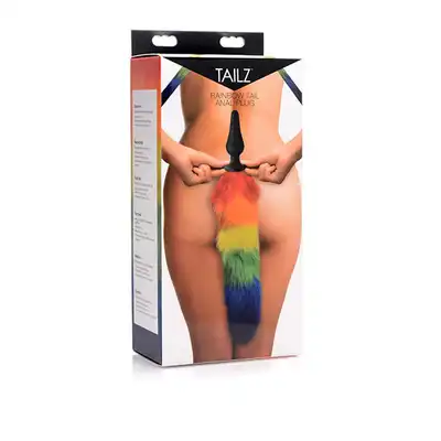 Tailz - Rainbow Tail Anal Plug. Fantazyjna wtyczka analna z puszystym, tęczowym ogonem.