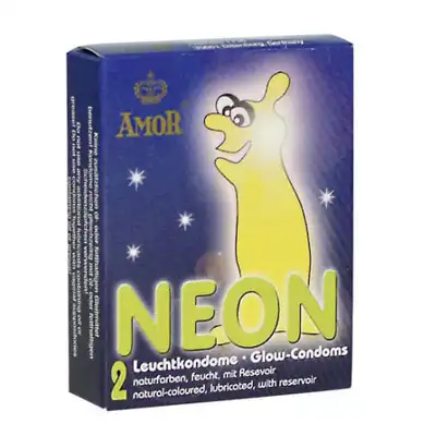 Amor - Neon. Prezerwatywy świecące w ciemności. 2 sztuki.