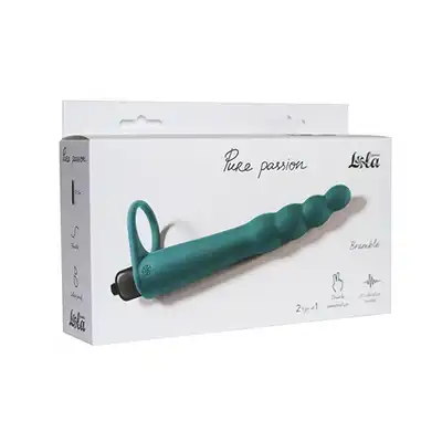Lola Strap-on Pure Passion Bramble Green. Super zabawka z wibratorem do podwójnej penetracji.