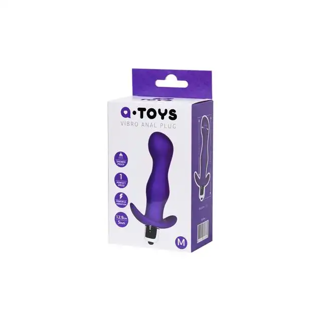A-toys - Anal Vibating Plug Purple M. Jedna silna prędkość, 12,9 cm długości, falista struktura dla lepszej stymulacji. 