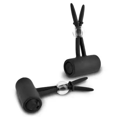 Fetish Fantasy Series Limited Edition Vibrating Silicone Nipple Lassos - Black