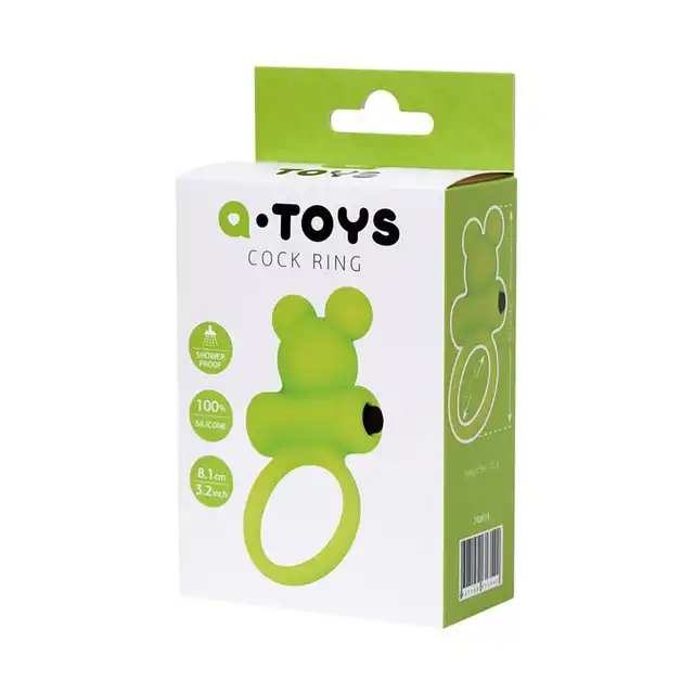 A-toys - Cock ring green bear. 6,9 cm, wodoodporny, ultra gładki silikon! 