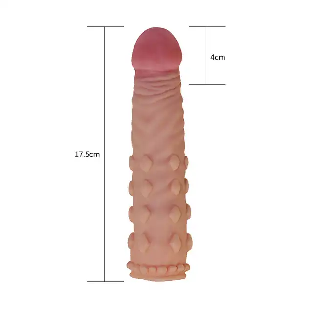 LoveToy - Pleasure X-Tender. Stymulująca nakładka przedłużająca penisa z wypustkami 7,5". Mega sale!