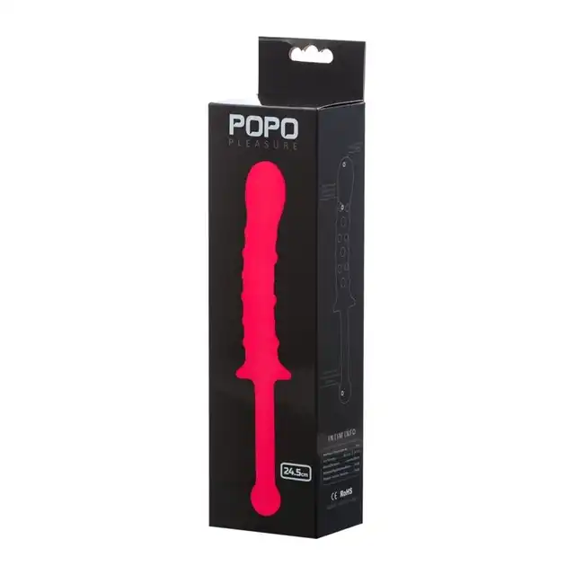Toyfa PoPo Pleasure. Double anal Plug Pink.Dildo analne z rękojęścią . 100% Silikon medyczny. 24.5 cm.