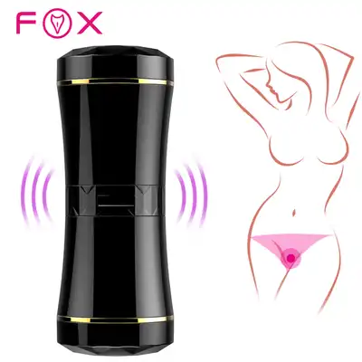 Masturbation Cup - Double Ends - Dwustronny masturbator Usta-Wagina, ultramiękka cyberskóra, teksturowane wnętrze.