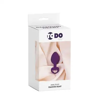 ToDo - Diamond Heart Plug. Wtyczka analna z fioletowego silikonu. Kryształek-serduszko 