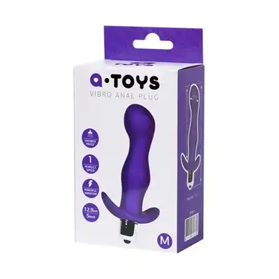 A-toys - Anal Vibating Plug Purple M. Jedna silna prędkość, 12,9 cm długości, falista struktura dla lepszej stymulacji. 