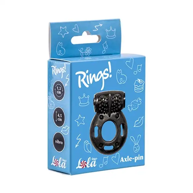 Lola Toys - Axle Pin Black. Żelowy ring erekcyjny z wibrującym bulletem, dłuższa i mocniejsza erekcja ze stymulacją partnerki