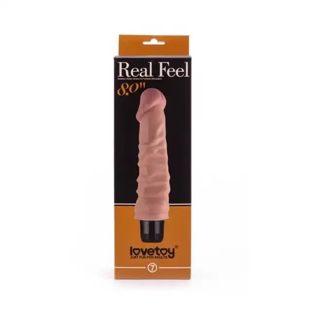 Real Feel - Flesh 8". Realistyczny wibrator z przyjemnego w dotyku silikonu. Płynna regulacja wibracji. 