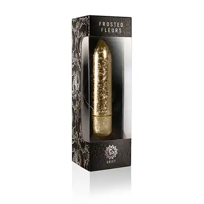 Rocks Off - Frosted Fleurs Drift Gold. Złoty, błyszczący wibrator. Ekskluzywny produkty, limitowana ilość. 