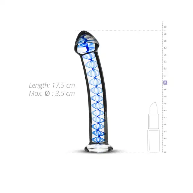 Gildo – Glass Dildo No. 4. Szklane dildo z niebieskimi detalami, precyzja i zmysłowa stymulacja w luksusowym wydaniu