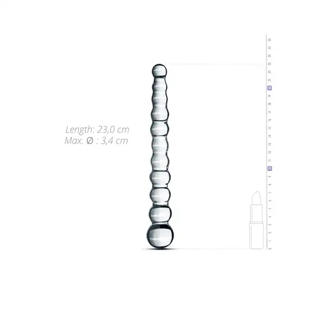 Gildo – Glass Dildo No. 20. Dwustronne szklane dildo z żebrowanym trzonem – precyzja i podwójna stymulacja