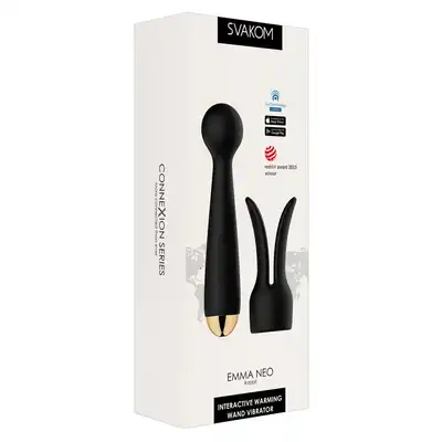Svakom - Emma Neo Rabbit. Magiczna różdżka z dodatkową końcówką. Wodoodporny, podgrzewany, super mocny wibrator. 