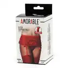 Amorable - Suspenderbelt with G-String and stockings. Cudowny bogaty koronką pas do pończoch. Wspaniała czerwień.  OS