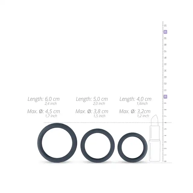 Boners - Boners 3 Ring kit (flat rings). 3 płaskie ringi erekcyjne z super elastycznego silikonu. 