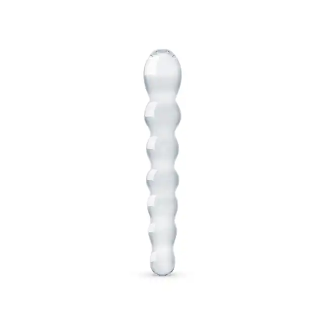 Gildo - Glass Dildo No. 19. Dwustronne, szklane dildo o specjalnej żebrowatej strukturze, 20 cm.