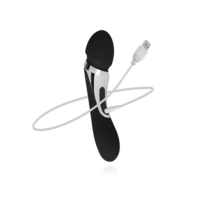 Sway Vibes - Wand Vibrator Black. Magiczna różdżka z ultra miękkiego, aksamitnego silikonu. Elegancki wzór. 