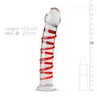 Gildo - Glass Dildo No. 15. Lekko zagięte, szklane czerwone dildo. Podgrzej w ciepłej wodzie dla lepszych doznań. 