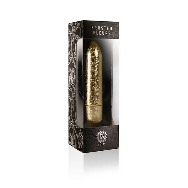 Rocks Off - Frosted Fleurs Drift Gold. Złoty, błyszczący wibrator. Ekskluzywny produkty, limitowana ilość. 