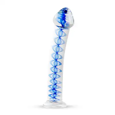 Gildo – Glass Dildo No. 4. Szklane dildo z niebieskimi detalami, precyzja i zmysłowa stymulacja w luksusowym wydaniu