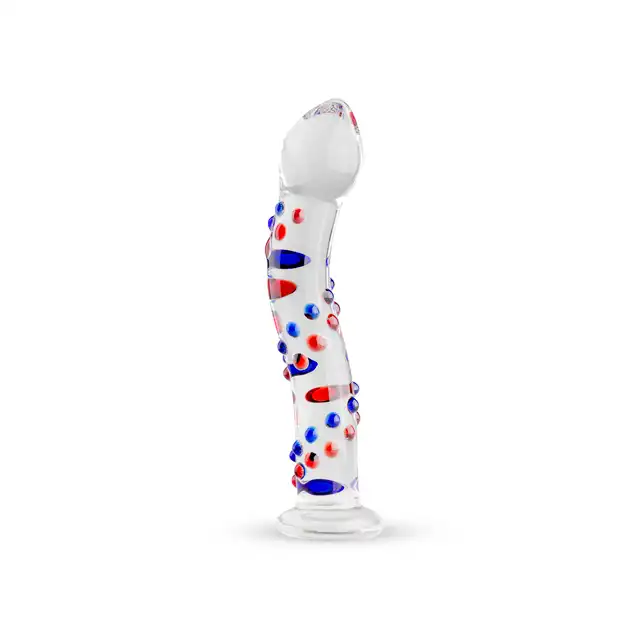 Gildo – Glass Dildo No. 3. Szklane dildo o falistym kształcie z kolorowymi detalami