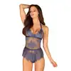 Obsessive - Flowlace. Nieziemsko piękne niebieskie body. L/XL. Ostatnia sztuka!