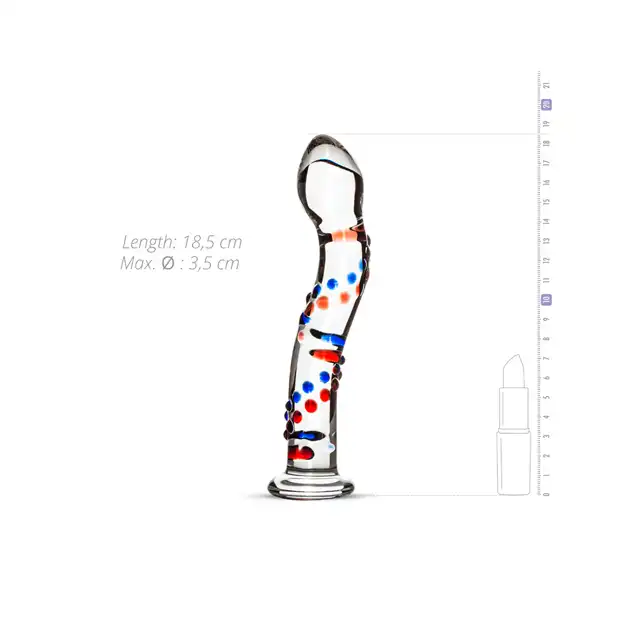 Gildo – Glass Dildo No. 3. Szklane dildo o falistym kształcie z kolorowymi detalami